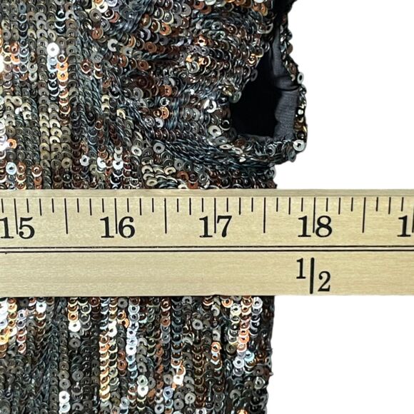 NWT Sam Edelman Sequin Blouse Size M Bronze Silver - Picture 14 of 16